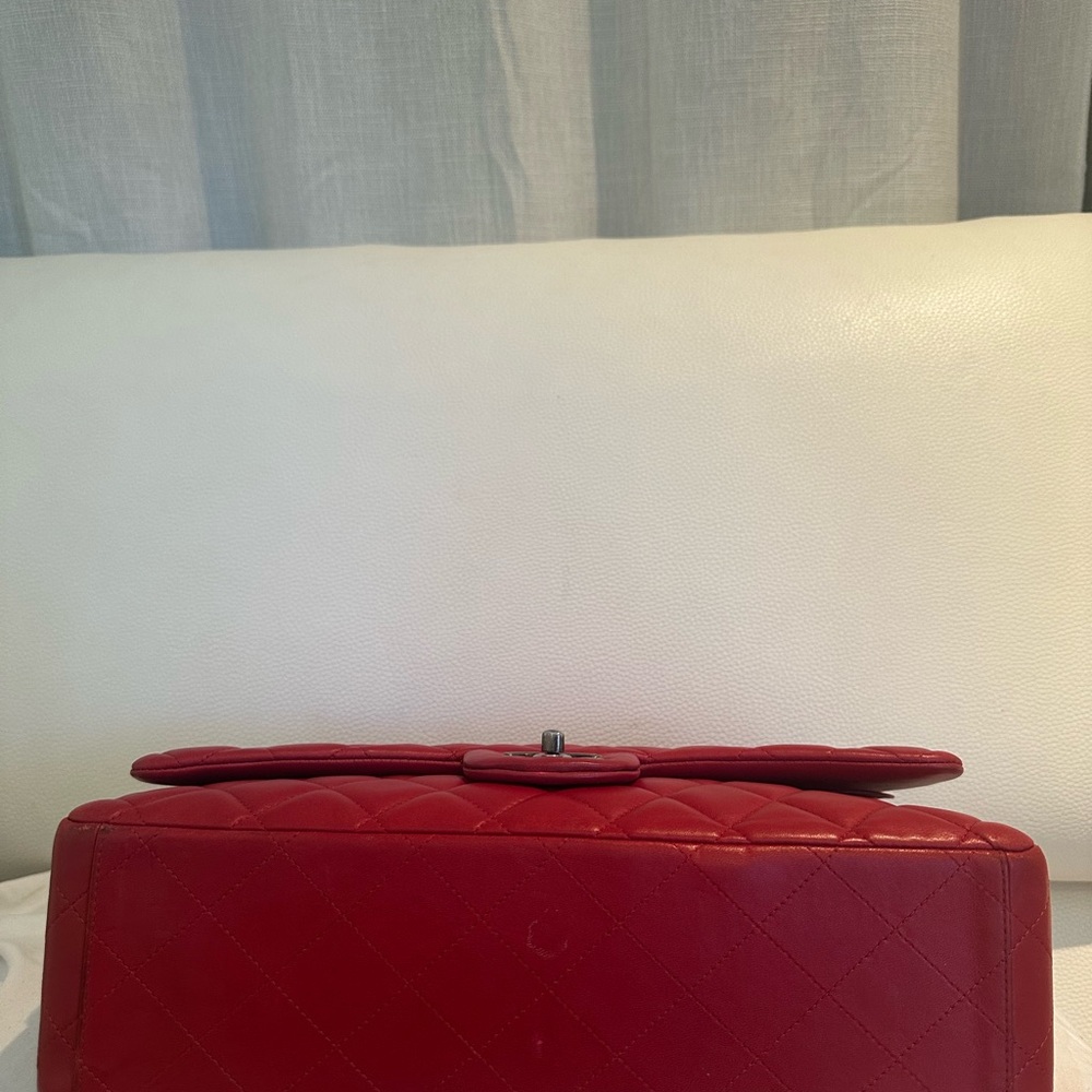 Chanel Jumbo double flap RED Ruthenium hardware *like NEW* - Picture 8 of 8